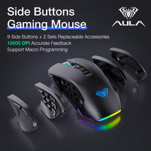 Görseli Galeri görüntüleyiciye yükleyin, AULA RGB Gaming Mouse 10000 DPI Side Buttons Macro Programmable Ergonomic 14 Key Wired USB Backlit Gamer Mice for Laptop Desktop