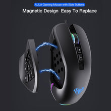 Görseli Galeri görüntüleyiciye yükleyin, AULA RGB Gaming Mouse 10000 DPI Side Buttons Macro Programmable Ergonomic 14 Key Wired USB Backlit Gamer Mice for Laptop Desktop