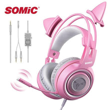Load image into Gallery viewer, SOMiC G951S Gaming Headset Gamer Pink Cat Ear Headphones for PS4 Xbox Phone PC With Microphone 3.5mm Gaming Overear Gamer