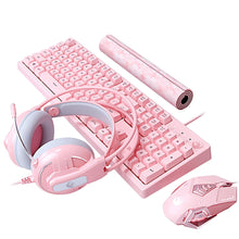 Load image into Gallery viewer, Mouse Keyboard Set Gaming Mechanical Keyboard Wired Mouse Headphone with Microphone Breathing Light for PC Computer Laptop Pink