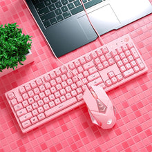 Load image into Gallery viewer, Mouse Keyboard Set Gaming Mechanical Keyboard Wired Mouse Headphone with Microphone Breathing Light for PC Computer Laptop Pink