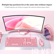 Load image into Gallery viewer, Mouse Keyboard Set Gaming Mechanical Keyboard Wired Mouse Headphone with Microphone Breathing Light for PC Computer Laptop Pink