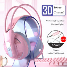 Load image into Gallery viewer, Mouse Keyboard Set Gaming Mechanical Keyboard Wired Mouse Headphone with Microphone Breathing Light for PC Computer Laptop Pink