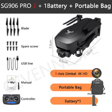 Загрузить изображение в средство просмотра галереи, SG906/SG906 Pro 2 drone 4k HD mechanical 3-Axis gimbal camera 5G wifi gps system supports TF card drones distance 1.2km
