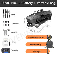 Загрузить изображение в средство просмотра галереи, SG906/SG906 Pro 2 drone 4k HD mechanical 3-Axis gimbal camera 5G wifi gps system supports TF card drones distance 1.2km