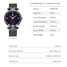 Load image into Gallery viewer, 2020 New Starry Sky Women's Watch WWOOR Fashion Elegant High-end Black Ladies Quartz Wristwatch Luxury Dress Gifts Women Watches