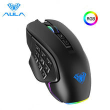 Görseli Galeri görüntüleyiciye yükleyin, AULA RGB Gaming Mouse 10000 DPI Side Buttons Macro Programmable Ergonomic 14 Key Wired USB Backlit Gamer Mice for Laptop Desktop