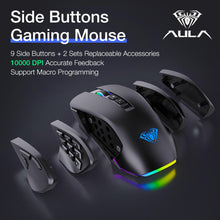 Görseli Galeri görüntüleyiciye yükleyin, AULA RGB Gaming Mouse 10000 DPI Side Buttons Macro Programmable Ergonomic 14 Key Wired USB Backlit Gamer Mice for Laptop Desktop