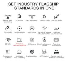 Load image into Gallery viewer, SG906/SG906 Pro 2 drone 4k HD mechanical 3-Axis gimbal camera 5G wifi gps system supports TF card drones distance 1.2km

