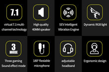 Load image into Gallery viewer, Somic E95-20TH Gamer Headset Virtual 7.1 Stereo Gaming Headphones Vibration Earphone headphone with Microphone for PC Computer
