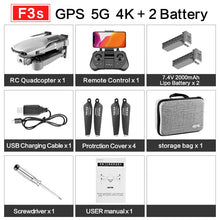 Load image into Gallery viewer, F3 drone GPS 4K 5G WiFi live video FPV quadrotor flight 25 minutes rc distance 500m drone HD wide-angle dual camera
