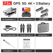 Load image into Gallery viewer, F3 drone GPS 4K 5G WiFi live video FPV quadrotor flight 25 minutes rc distance 500m drone HD wide-angle dual camera
