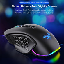 Load image into Gallery viewer, AULA RGB Gaming Mouse 10000 DPI Side Buttons Macro Programmable Ergonomic 14 Key Wired USB Backlit Gamer Mice for Laptop Desktop
