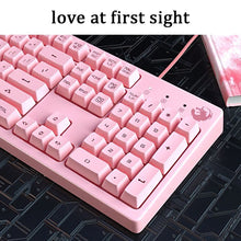 Load image into Gallery viewer, Mouse Keyboard Set Gaming Mechanical Keyboard Wired Mouse Headphone with Microphone Breathing Light for PC Computer Laptop Pink
