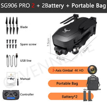 Load image into Gallery viewer, SG906/SG906 Pro 2 drone 4k HD mechanical 3-Axis gimbal camera 5G wifi gps system supports TF card drones distance 1.2km
