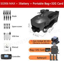 Load image into Gallery viewer, SG906/SG906 Pro 2 drone 4k HD mechanical 3-Axis gimbal camera 5G wifi gps system supports TF card drones distance 1.2km
