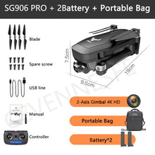 Load image into Gallery viewer, SG906/SG906 Pro 2 drone 4k HD mechanical 3-Axis gimbal camera 5G wifi gps system supports TF card drones distance 1.2km

