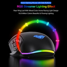 Load image into Gallery viewer, AULA RGB Gaming Mouse 10000 DPI Side Buttons Macro Programmable Ergonomic 14 Key Wired USB Backlit Gamer Mice for Laptop Desktop
