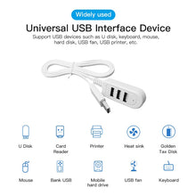 Load image into Gallery viewer, 1.2M 3 Port Usb Hub Adapter Mini USB 3 Splitter for Data Charging Usb Charge Hub Laptop Pc Computer Accessories Usb Cable Extend
